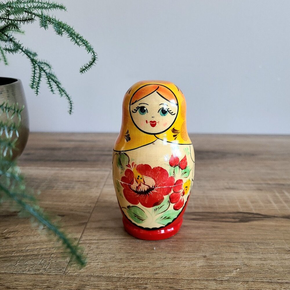 Vintage hand painted wooden Russian doll (part of the nesting dolls set)